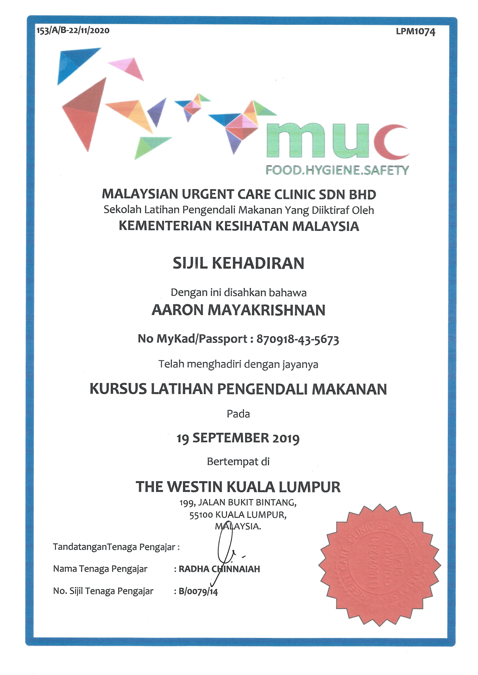 certficate for halal food handler and safety 2